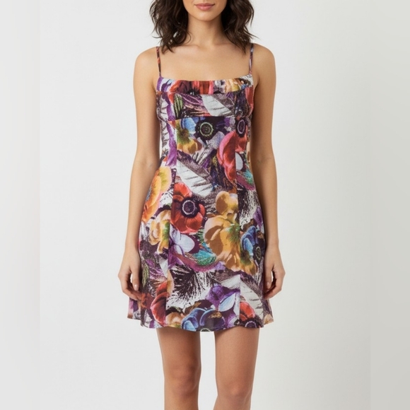 Urban Outfitters Dresses & Skirts - Urban Outfitters Babydoll Poppy Spaghetti Strap Floral Minidress w/ Side Slits S